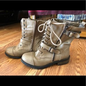 Tan lace up boots